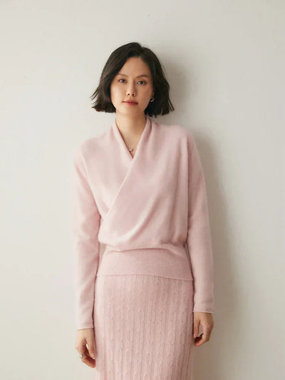 Laura | Damen Eleganter Wickelpullover Mit Überkreuztem Design