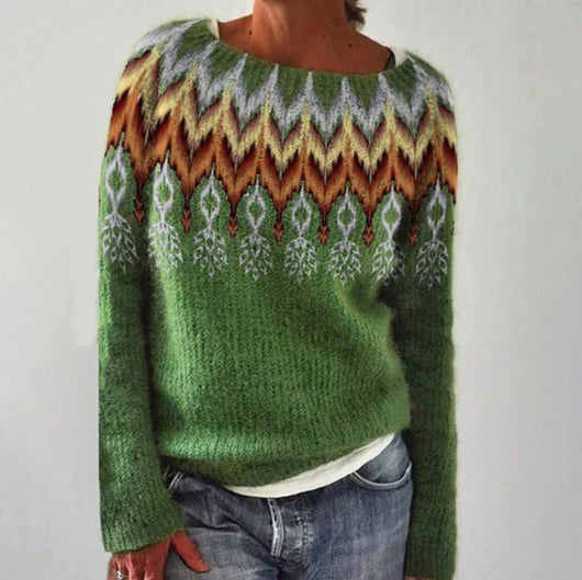 Andrea | Damen-Winter-Weihnachtspullover mit nordischem Muster