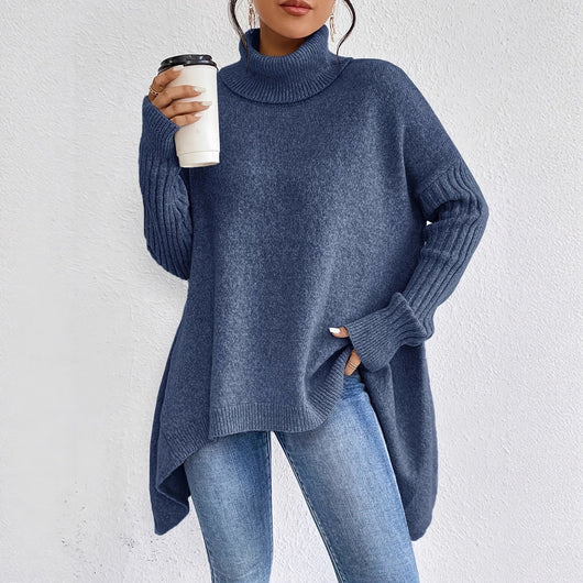 Gudrun | Damen Gemütlicher Oversized Winterpullover mit hohem Kragen
