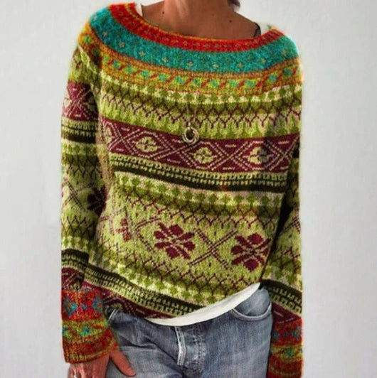 Andrea | Damen-Winter-Weihnachtspullover mit nordischem Muster