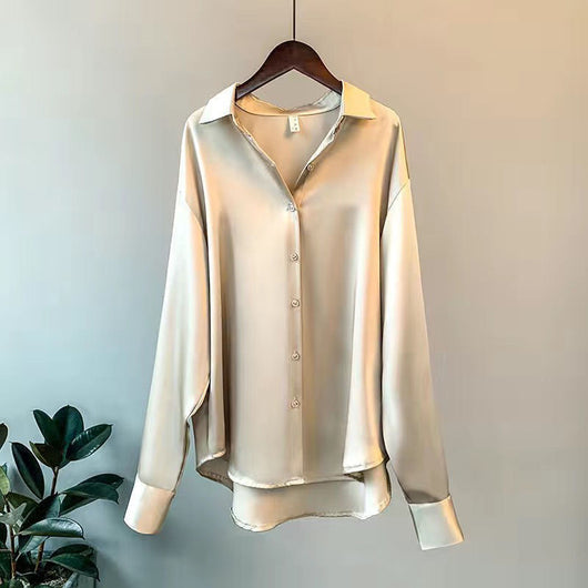 Emilia | Damen Seidenbluse mit Knopfleiste für Stil