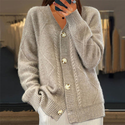 Claudia | Damen Gemütliche Strickjacke mit langen Ärmeln