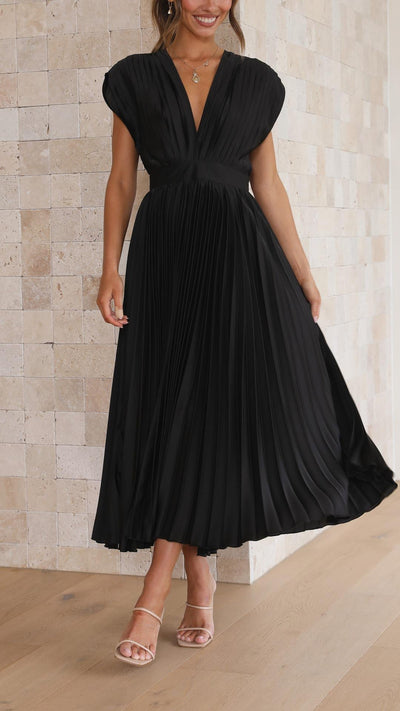 Bettina | Damen Klassisches Gefaltetes Maxikleid