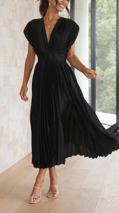 Bettina | Damen Klassisches Gefaltetes Maxikleid