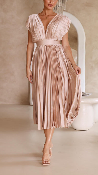 Bettina | Damen Klassisches Gefaltetes Maxikleid