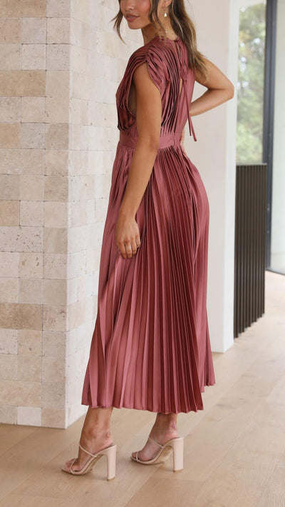 Bettina | Damen Klassisches Gefaltetes Maxikleid