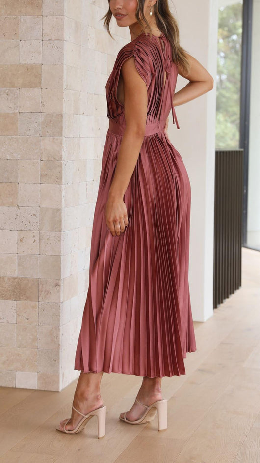 Bettina | Damen Klassisches Gefaltetes Maxikleid