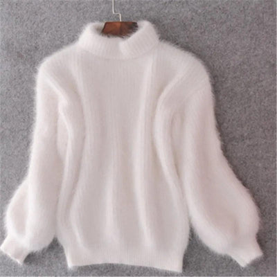 Emilia | Damen Weicher Flauschiger Winterpullover mit hohem Kragen