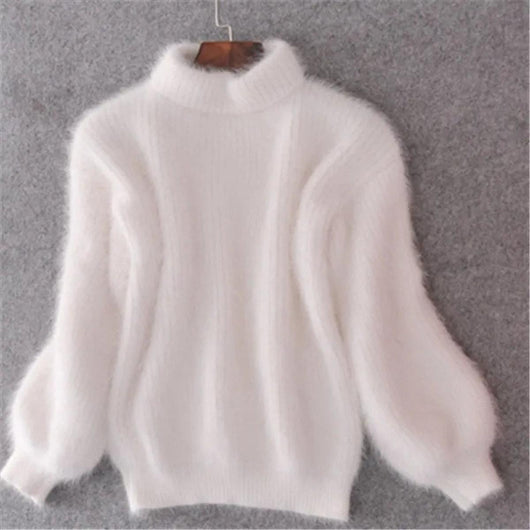 Emilia | Damen Weicher Flauschiger Winterpullover mit hohem Kragen