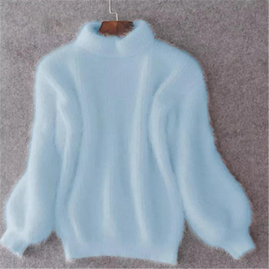 Emilia | Damen Weicher Flauschiger Winterpullover mit hohem Kragen