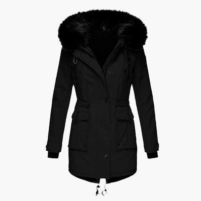 Andrea | Damen Casual Warme Longline Kapuzen Winterjacke