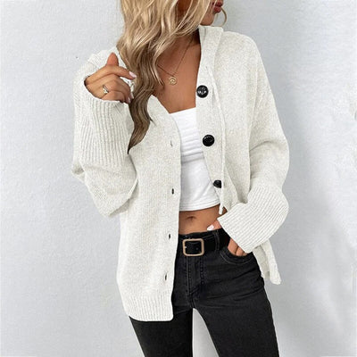 Gudrun | Damen Freizeit-Strickjacke mit Knopfleiste vorne