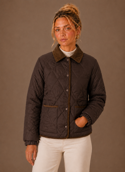 Damen Steppjacke mit Cordkragen