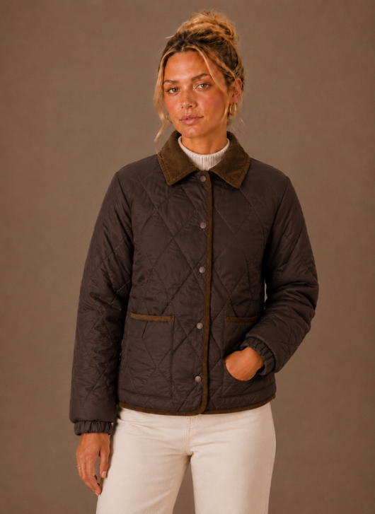 Damen Steppjacke mit Cordkragen