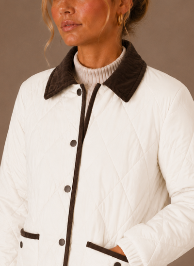 Damen Steppjacke mit Cordkragen