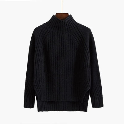 Beatrice | Damen Gerippter Winterpullover mit hohem Kragen