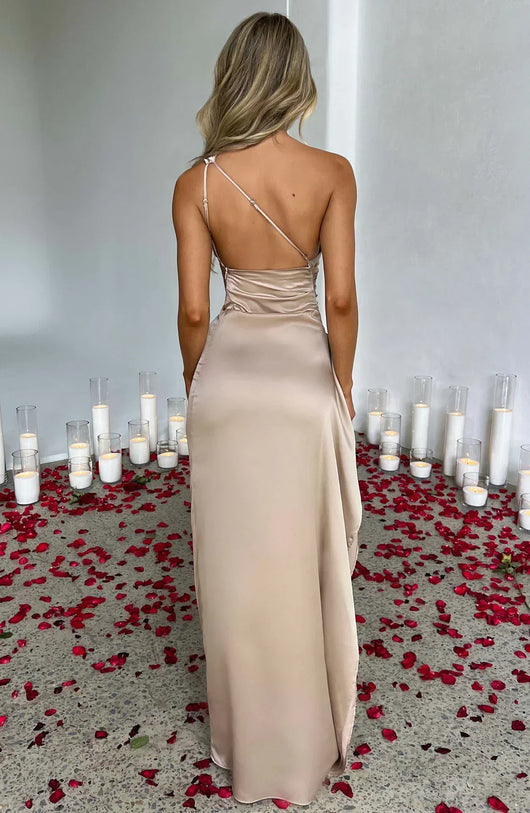 Petra | Damen One-Shoulder Maxikleid Mit Schlitz