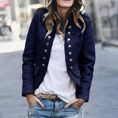 Bettina | Damen Lässige Kurze Jacke mit Knopfleiste vorne
