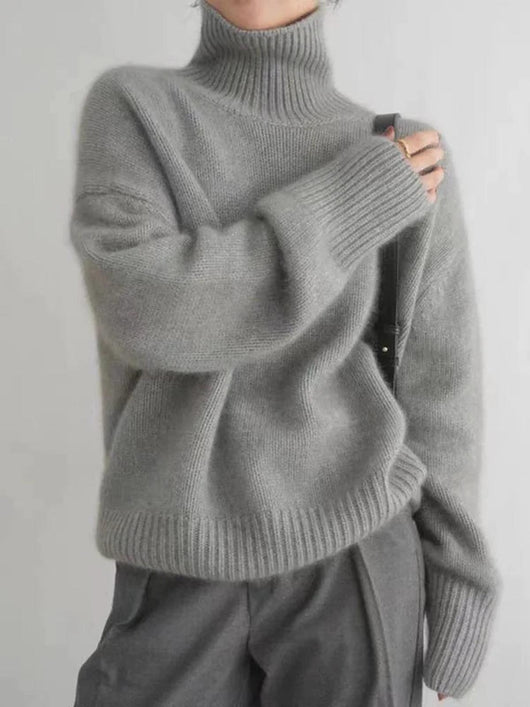 Doris | Damen Bequemer Strickpullover mit hohem Kragen