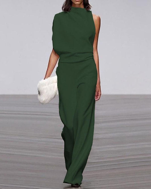 Viviane | Damen Ein Schulter Jumpsuit mit Weitem Bein