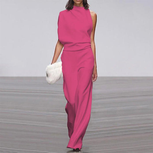 Viviane | Damen Ein Schulter Jumpsuit mit Weitem Bein