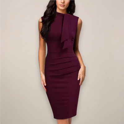 Nadine | Damen Ärmelloses High-Neck Midikleid