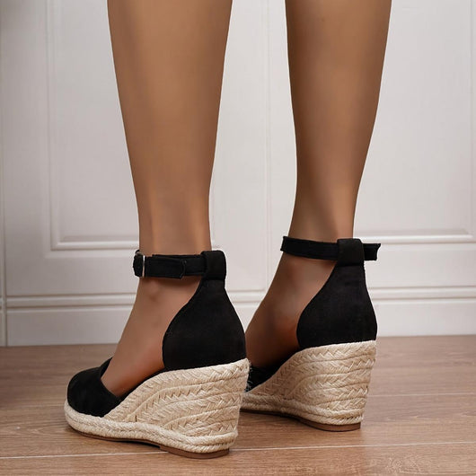Anna | Damen Lässige Keilsandalen mit Knöchelschnalle