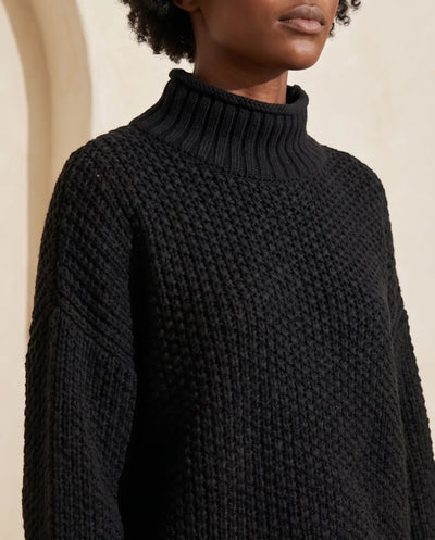 Camille Rollkragenpullover grobstrick – Schwarz