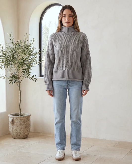 Camille Rollkragenpullover grobstrick – Grau