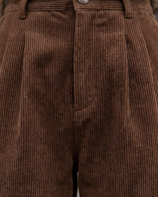 Tilda Hose weit mit hohem Bund aus Cord – Braun