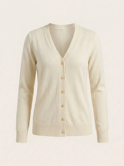 Odette Strickjacke feinstrick mit V-Ausschnitt – Weiß