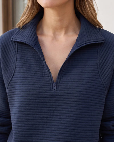 Sylvie Pullover mit Half-Zip und Stehkragen – Dunkelblau