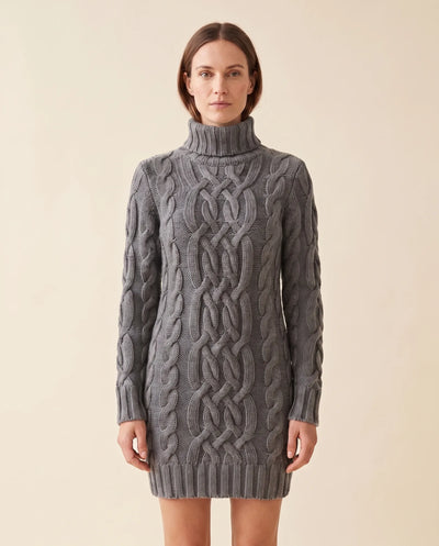 Cecily Strickkleid mit Rollkragen und Zopfmuster