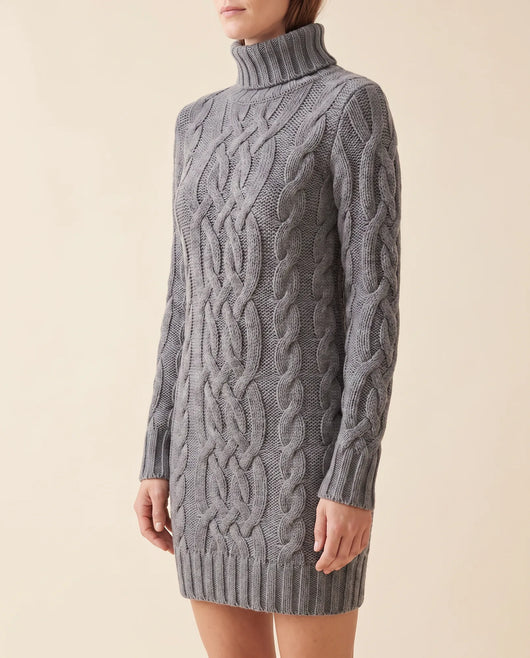 Cecily Strickkleid mit Rollkragen und Zopfmuster