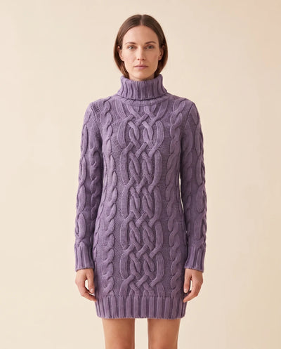 Cecily Strickkleid mit Rollkragen und Zopfmuster