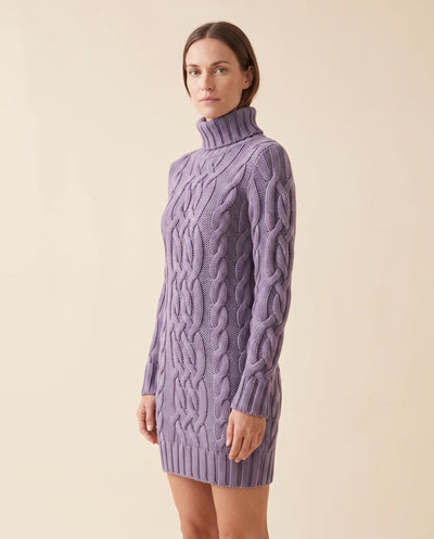 Cecily Strickkleid mit Rollkragen und Zopfmuster