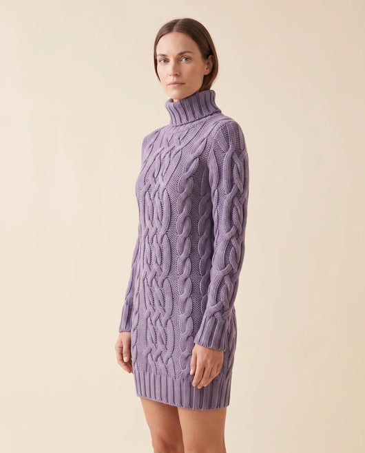Cecily Strickkleid mit Rollkragen und Zopfmuster
