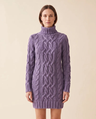 Cecily Strickkleid mit Rollkragen und Zopfmuster