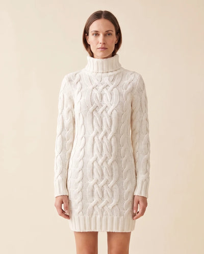 Cecily Strickkleid mit Rollkragen und Zopfmuster