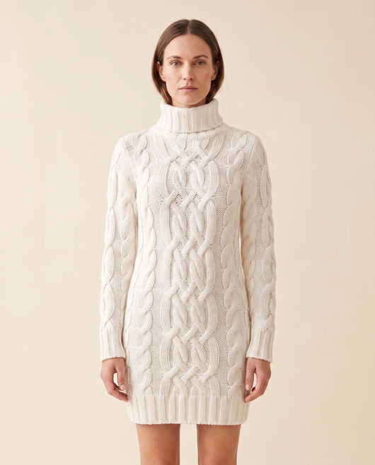 Cecily Strickkleid mit Rollkragen und Zopfmuster