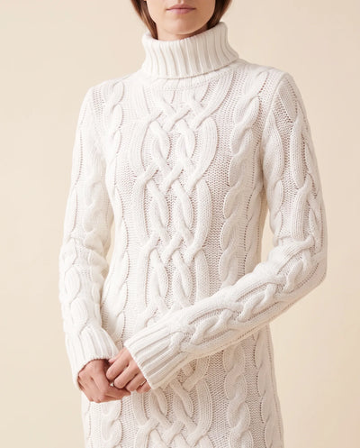 Cecily Strickkleid mit Rollkragen und Zopfmuster