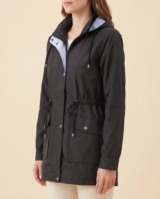 Mira Trenchcoat lang mit abnehmbarer Kapuze