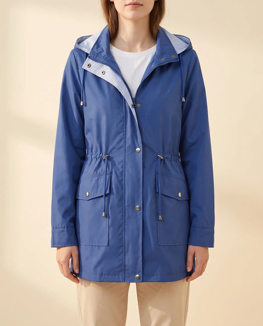 Mira Trenchcoat lang mit abnehmbarer Kapuze