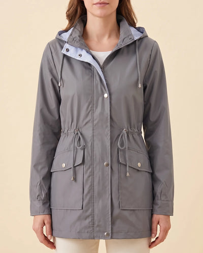 Mira Trenchcoat lang mit abnehmbarer Kapuze