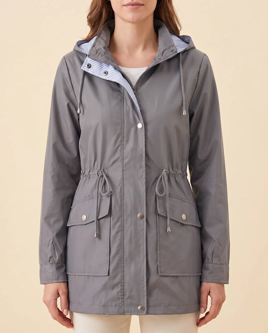 Mira Trenchcoat lang mit abnehmbarer Kapuze
