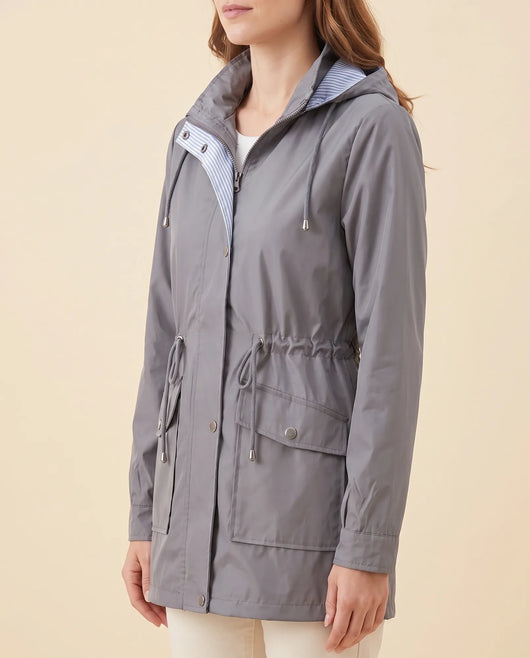 Mira Trenchcoat lang mit abnehmbarer Kapuze