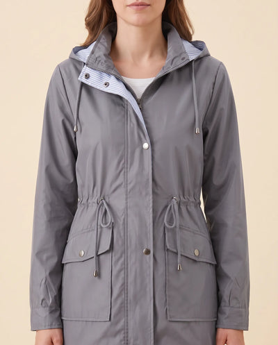 Mira Trenchcoat lang mit abnehmbarer Kapuze