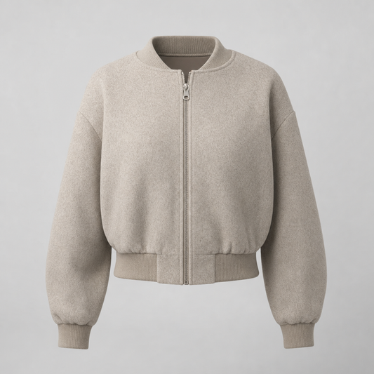 Bexley Fleece Bomber Jacket in grey, product shot