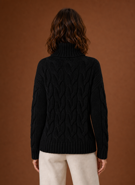 Damen Strickpullover mit Zopfmuster