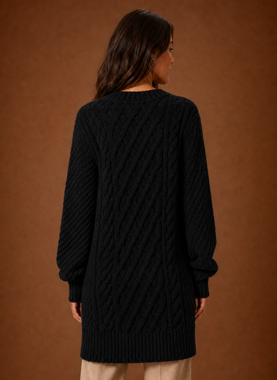 Damen Strickkleid mit Zopfmuster oversized